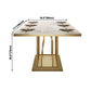 Glam Sintered Stone Top White Dining Table Rectangle Standard Dining Table with Pedestal Base Clearhalo ' dining_table' 'Dining Tables & Seating' 'Dining Tables' 'furn' 'furn_dining_table' 'Furniture' 'furniture_dining_table' 'Kitchen & Dining Furniture' 'kitchen&dining_furn' 'kitchen' 'kitchen_dining_table' 1200x1200_b74814f4-d2b8-47d9-af12-7aa7a47a723a