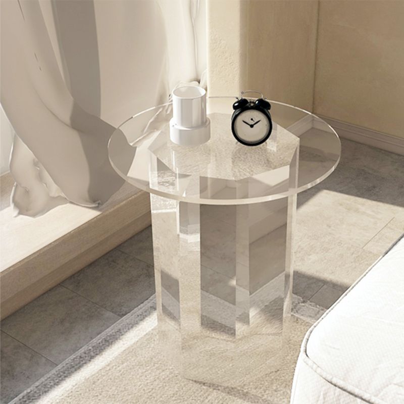 Contemporary Accent Side Table Pedestal Acrylic Round Living Room End Table Clearhalo 'Coffee & Accent Tables' 'End & Side Tables' 'end_side_tables' 'furn' 'furn_end_side_tables' 'Furniture' 'Living Room Furniture' 1200x1200_b7482688-4095-4be9-8ba5-b0b8896c94c9