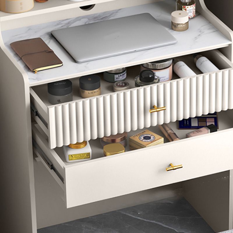 Modern Wooden Mirror Bedroom With Drawer With Stool Dressing Table