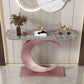 Console mezza luna in stile glam con base di piedistallo di ferro per Hall