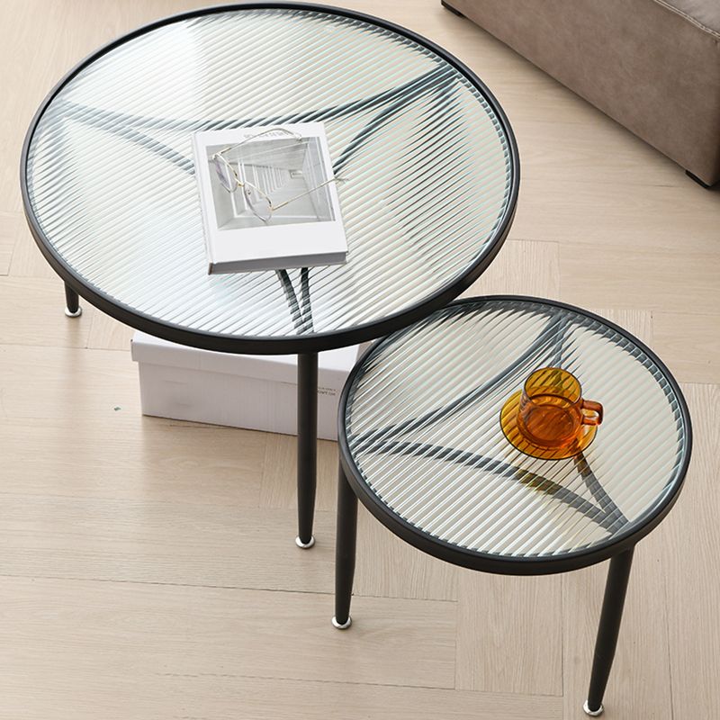 Clear Glass Top Round Coffee Table 3 Legs Cocktail Nesting Table Set Clearhalo 'Coffee & Accent Tables' 'Coffee Tables' 'coffee_tables' 'furn' 'furn_coffee_tables' 'Furniture' 'Living Room Furniture' 1200x1200_b74993bd-68a6-422c-977a-4850009d895f