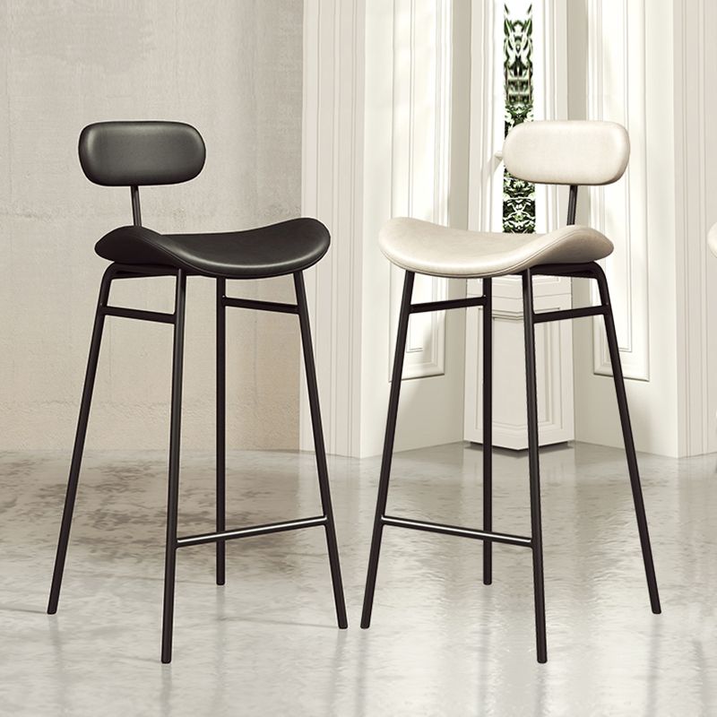 Faux Leather Bar Stools Scandinavian Low Back Armless Barstool with 4 Iron Legs Clearhalo 'Bar Furniture' 'Bar Stools' 'bar_stools' 'furn' 'furn_bar_stools' 'Furniture' 'Kitchen & Dining Furniture' 1200x1200_b74a1b5c-93ef-466c-9206-79d30dfd5e86