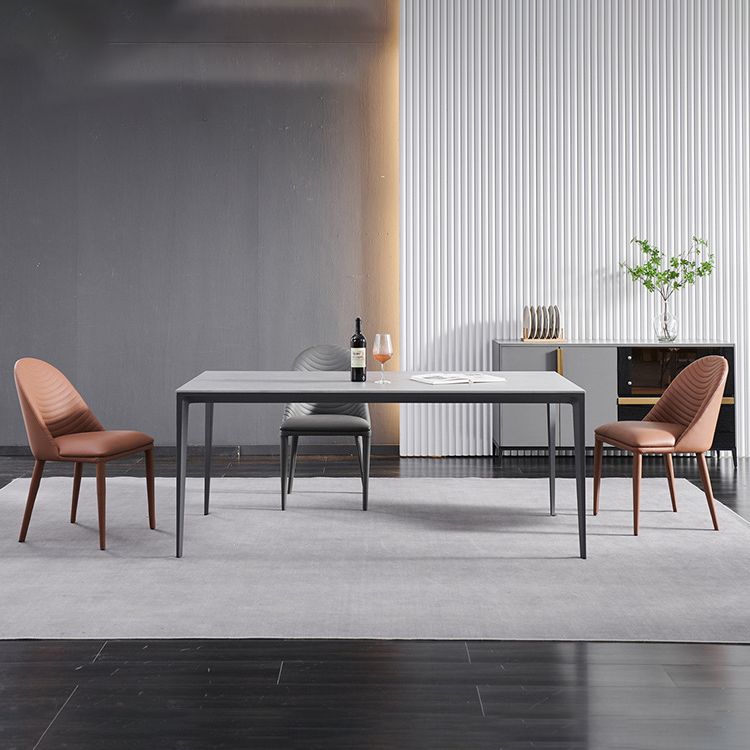 Contemporary Style Armless Solid Back Chair Leather Dining Side Chair Clearhalo 'Dining Chairs' 'Dining Tables & Seating' 'dining_chair' 'furn' 'furn_dining_chair' 'Furniture' 'furniture_dining_chair' 'Kitchen & Dining Furniture' 1200x1200_b75046dd-e752-4faa-b214-83faf5d9dd9d