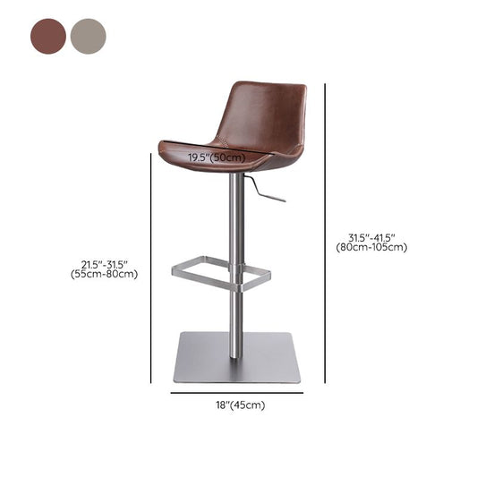 Contemporary Adjustable Height Swivel Leather Bar Stool with Footrest