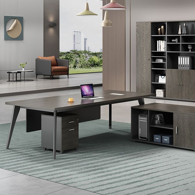 Contemporary Office Desk Black Cable Management Writing Desk Clearhalo 'furn' 'furn_office_desk' 'Furniture' 'Office Desks' 'Office Furniture' 'office_desk' 1200x1200_b7519732-9a48-4965-bd7a-a4a7a8eb94f8
