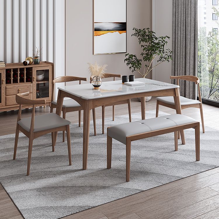 Rectangle 4 Legs Table Mid-Century Modern White Top Fixed Table Clearhalo ' dining_table' 'Dining Tables & Seating' 'Dining Tables' 'furn' 'furn_dining_table' 'Furniture' 'furniture_dining_table' 'Kitchen & Dining Furniture' 'kitchen&dining_furn' 'kitchen' 'kitchen_dining_table' 1200x1200_b75253ce-0b60-4b6e-b39c-c739f6a2fa06