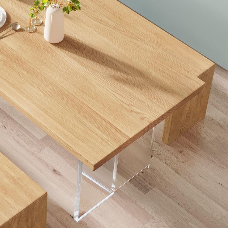 Contemporary Khaki Standard Dining Table Solid Wood Rectangle Dining Table with Double Pedestal Base Clearhalo ' dining_table' 'Dining Tables & Seating' 'Dining Tables' 'furn' 'furn_dining_table' 'Furniture' 'furniture_dining_table' 'Kitchen & Dining Furniture' 'kitchen&dining_furn' 'kitchen' 'kitchen_dining_table' 1200x1200_b754d3f4-767e-4cc2-8c94-f9ad2feff395