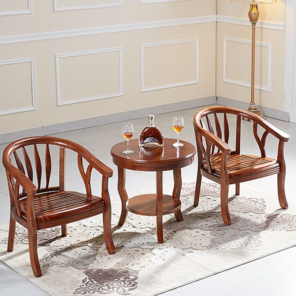 Traditional Dining Arm Chair Matte Finish Solid Wood Windsor Guest Chair with Four Legs