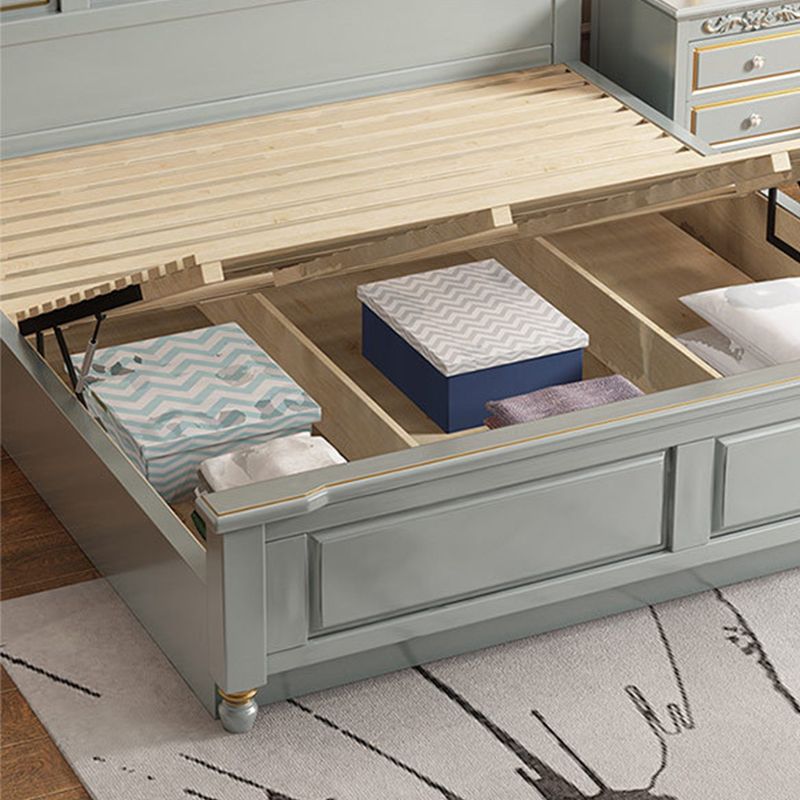 84.65 inch Wide Rustic Bed Frame Pine Wood Panel Bed with Headboard