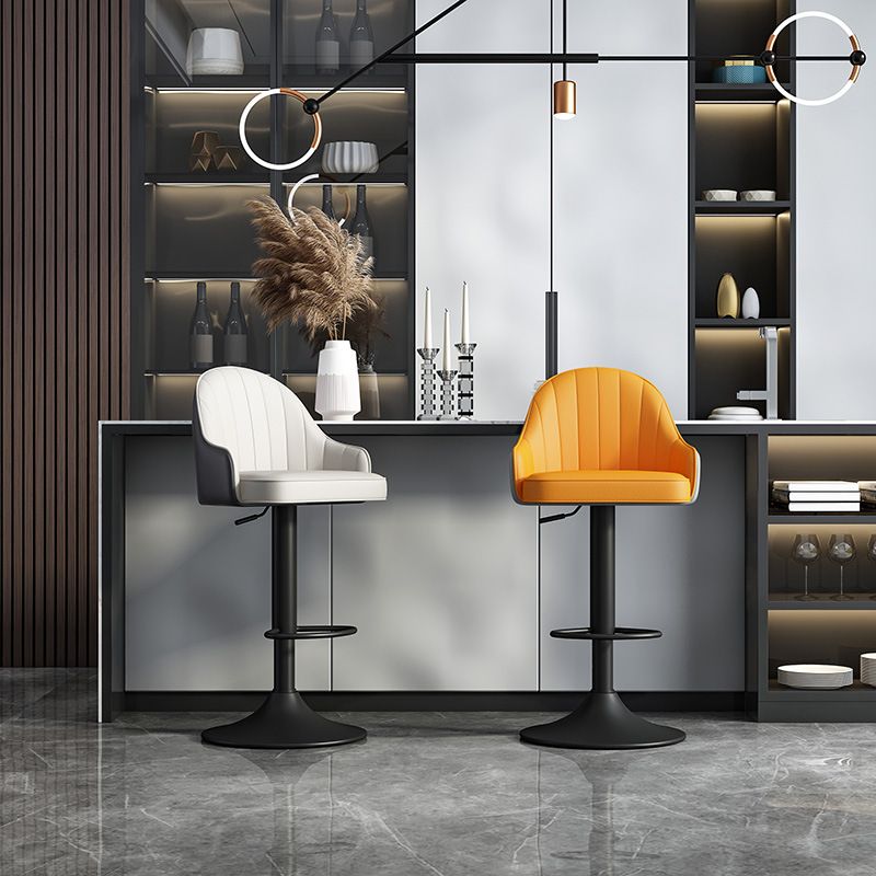 Glam Dining Stools Adjustable Height Bar Stools with Metal Base Clearhalo 'Bar Furniture' 'Bar Stools' 'bar_stools' 'furn' 'furn_bar_stools' 'Furniture' 'Kitchen & Dining Furniture' 1200x1200_b755db95-6fb7-4ab5-af8a-f4e60b8204dd