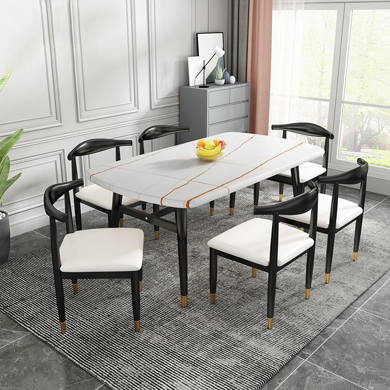 Modern Sintered Stone Dining Table Furniture with Rectangle Shape Dinette Set with 4 Legs Table Clearhalo 'Dining Room Sets' 'Dining Tables & Seating' 'dining_room_set' 'furn' 'furn_dining_room_set' 'Furniture' 'furniture_dining_room_set' 'Kitchen & Dining Furniture' 'kitchen&dining_furn' 'kitchen' 1200x1200_b75a193e-744e-423f-9fc8-9f9b4e15d57f