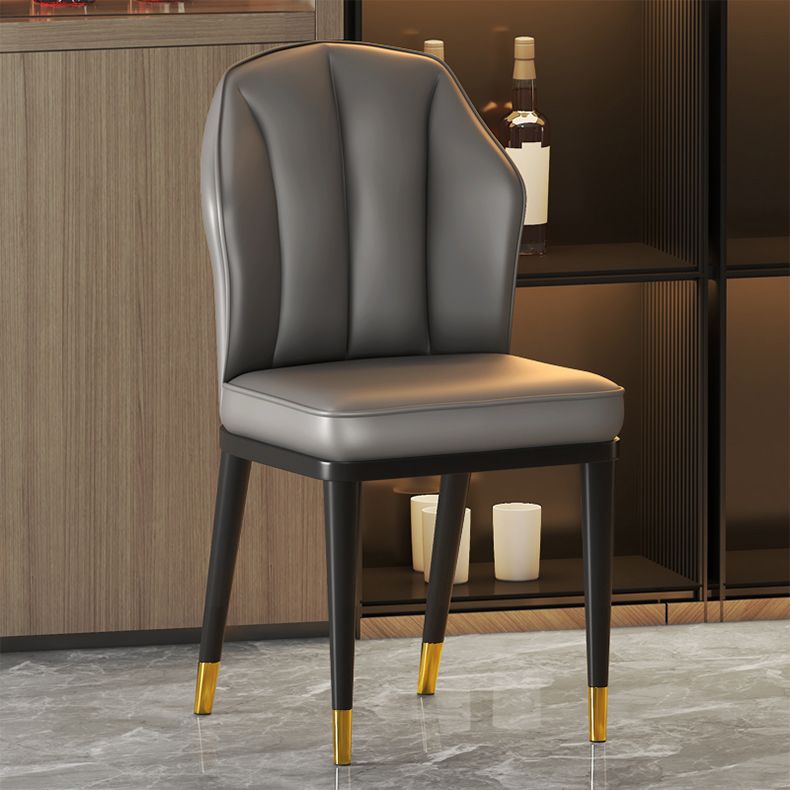 Glam Metal Dining Armless Chairs Upholstered Dining Leather Chairs for Restaurant Clearhalo ' kitchen&dining_furn' 'Dining Chairs' 'Dining Tables & Seating' 'dining_chair' 'furn' 'furn_dining_chair' 'Furniture' 'furniture_dining_chair' 'Kitchen & Dining Furniture' 'kitchen' 1200x1200_b75a204c-ba3d-4dc0-958f-19bdfc08d407