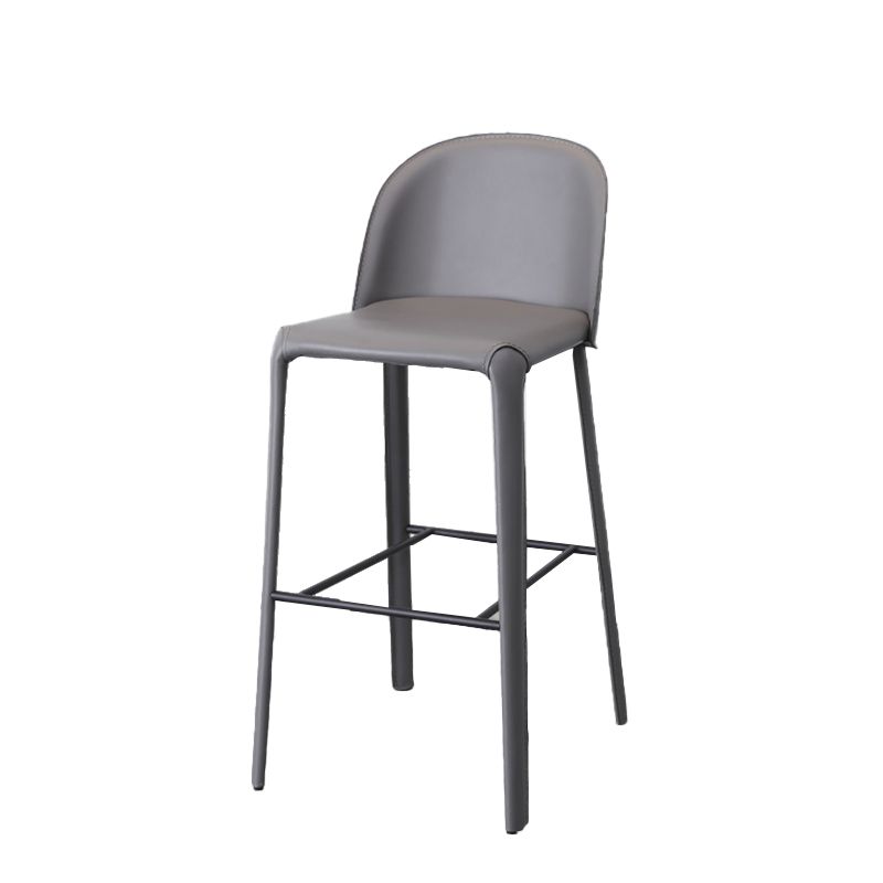 Faux Leather Dining Stools Low Back Bucket Bar Stools with Metal Base