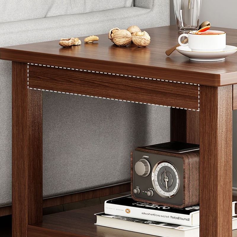 Contemporary Side Table Double Tier Wood Accent Side Table with Shelf