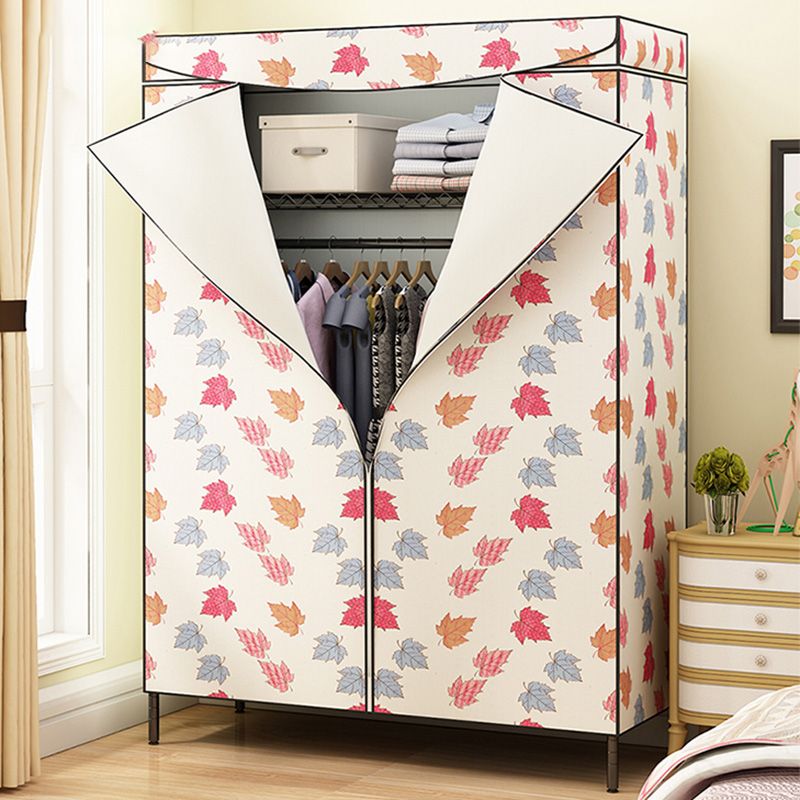 Tie en tissu en acier de garde-robe de style contemporain à 2 étagères comprenant un placard de garde-robe