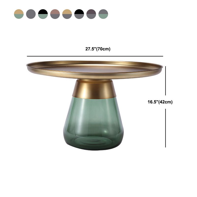 Mid-century Modern Style Round Metal Table with Glass Monopod Base Coffee Table Clearhalo 'Coffee & Accent Tables' 'Coffee Tables' 'coffee_tables' 'furn' 'furn_coffee_tables' 'Furniture' 'Living Room Furniture' 1200x1200_b75c5aa5-69bb-4901-8458-2a430993ba6b