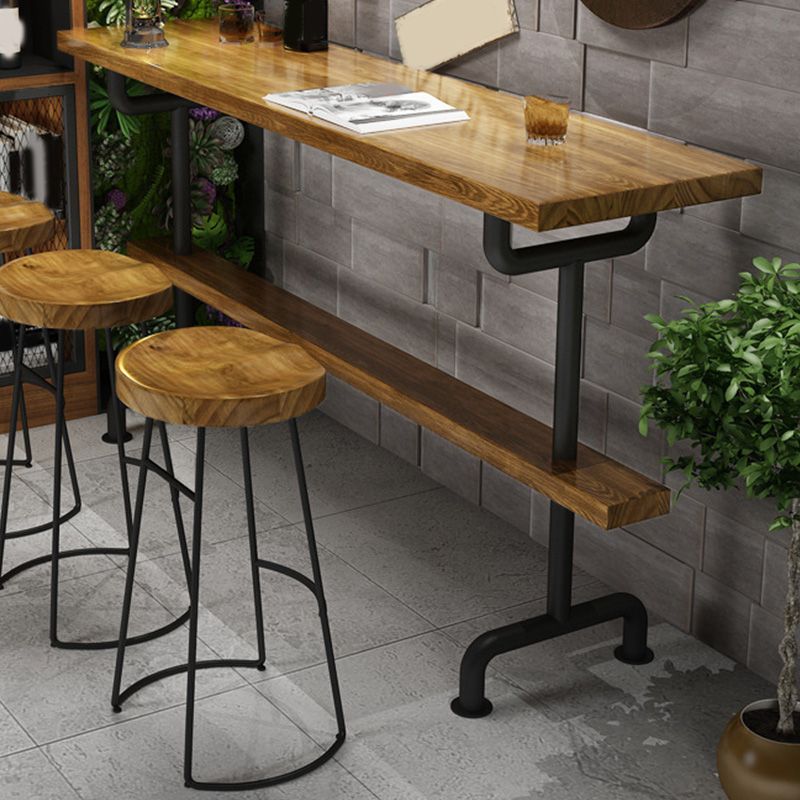 Industrial Style Bar Table Bistro Pub Table with Metal Black Base Clearhalo 'Bar Furniture' 'Bar Tables' 'bar_tables' 'furn' 'furn_bar_tables' 'Furniture' 'Kitchen & Dining Furniture' 1200x1200_b75e6939-55f0-4271-8352-84c274be3bb4