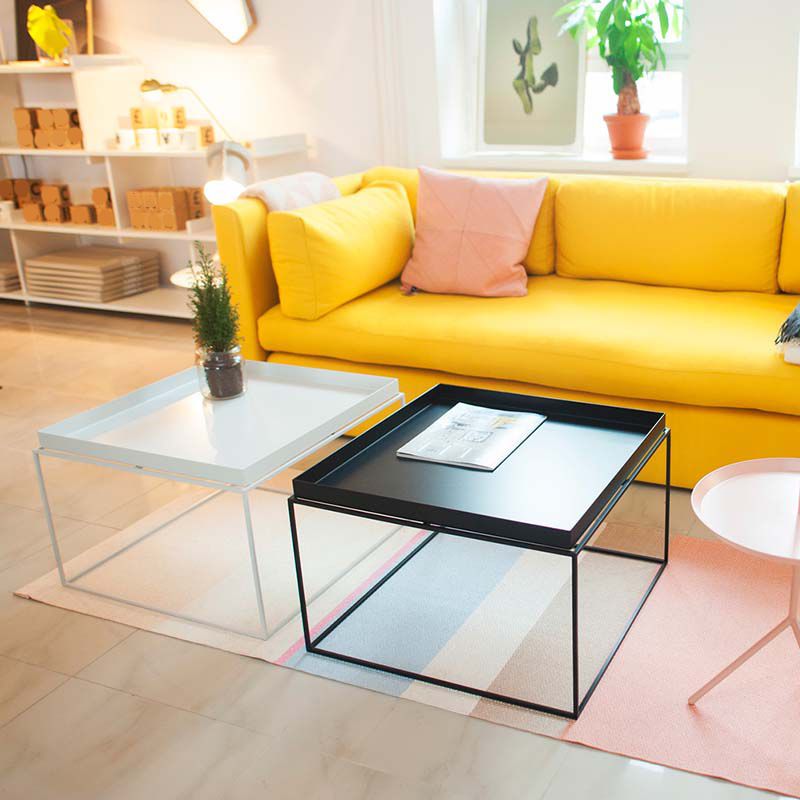 アイアンコーヒーテーブル黒の中世のモダンフレームカクテルテーブル