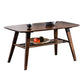 Nordic Style Rectangular Solid Wood Table 4 Legs Base with Storage Rack Coffee Table
