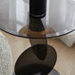 Contemporary Glass Round Top Side Table Metal Pedestal End Table Clearhalo 'Coffee & Accent Tables' 'End & Side Tables' 'end_side_tables' 'furn' 'furn_end_side_tables' 'Furniture' 'Living Room Furniture' 1200x1200_b76117f0-ccd7-4d08-96c7-b253c50b6820