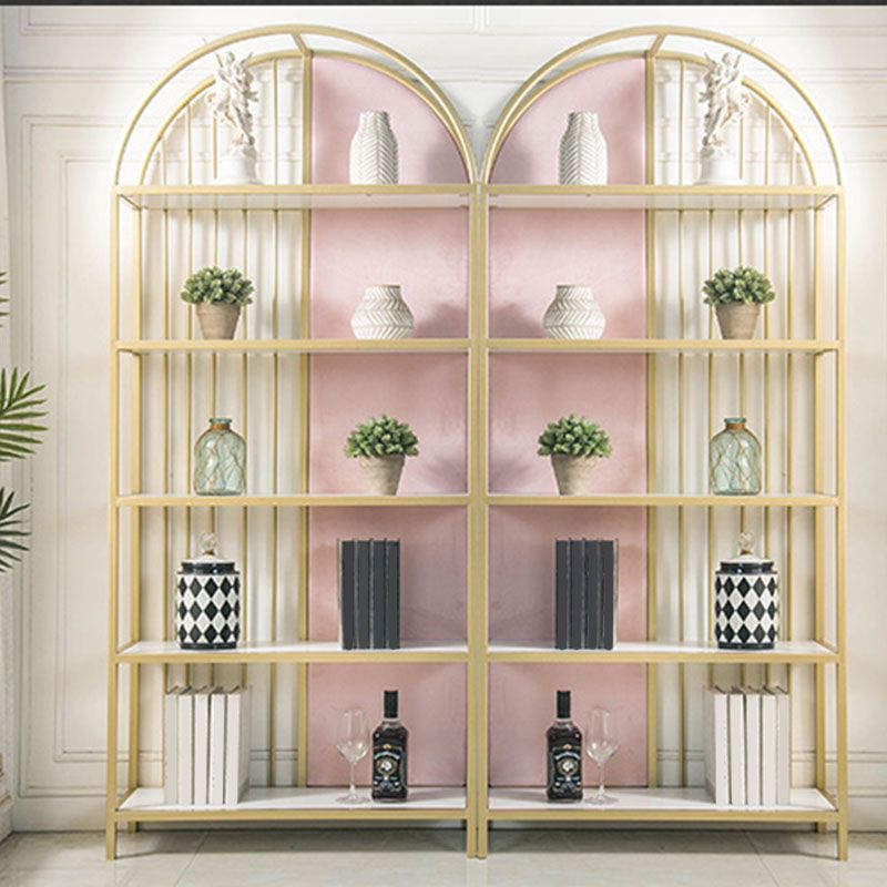 Metal Modern Style Bookcase Gold Frame Bookshelf for Home Office Use