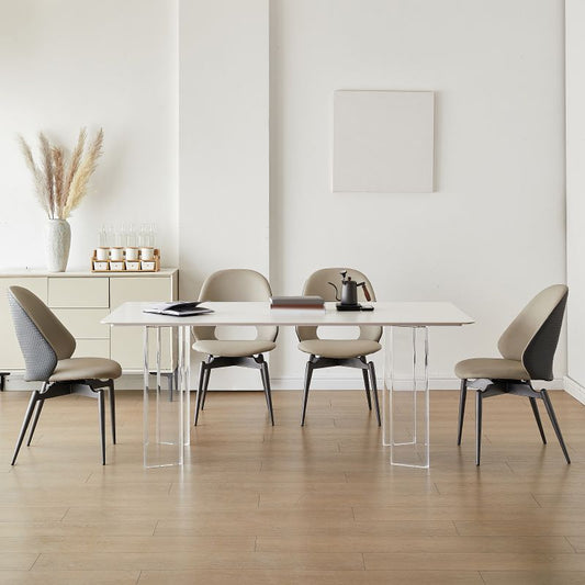長方形のダイニングテーブルセット1/2/5 PCSサイドチェア付きアクリルベースダイニングテーブル