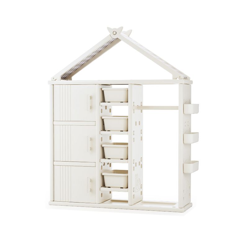 Modern Style Plastic Frame Wardrobe Freestanding Wardrobe with Shelves and Clothes Rail Clearhalo 'Armoires & Wardrobes' 'armoires_wardrobes' 'Bedroom Furniture' 'furn' 'furn_armoires_wardrobes' 'Furniture' 1200x1200_b761ff3a-0d82-4101-96d0-c47c0f3f33d1