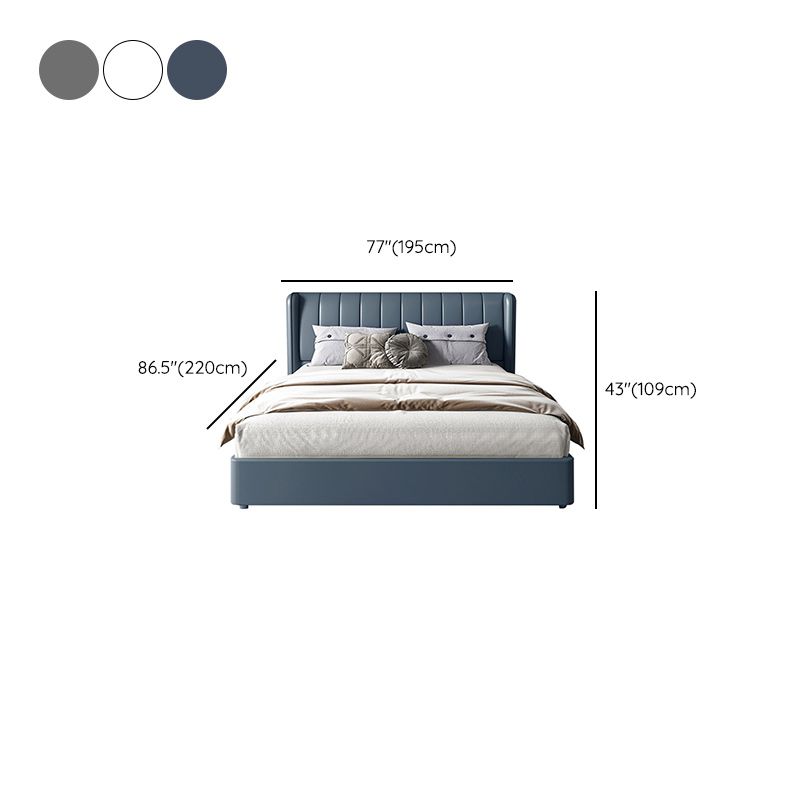 Letto a Wingback imbottito a Wingback in pelle vera contemporanea