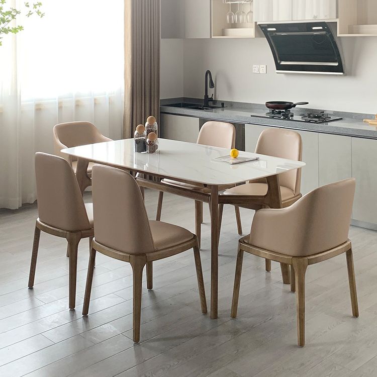 Mid-century Dining Table Rectangle 4-foot Solid Wood Table with Stone Top Clearhalo 'Dining Tables & Seating' 'Dining Tables' 'dining_table' 'furn' 'furn_dining_table' 'Furniture' 'furniture_dining_table' 'Kitchen & Dining Furniture' 'kitchen' 'kitchen_dining_table' 1200x1200_b76366e6-40c4-4378-92b2-6639c0067369