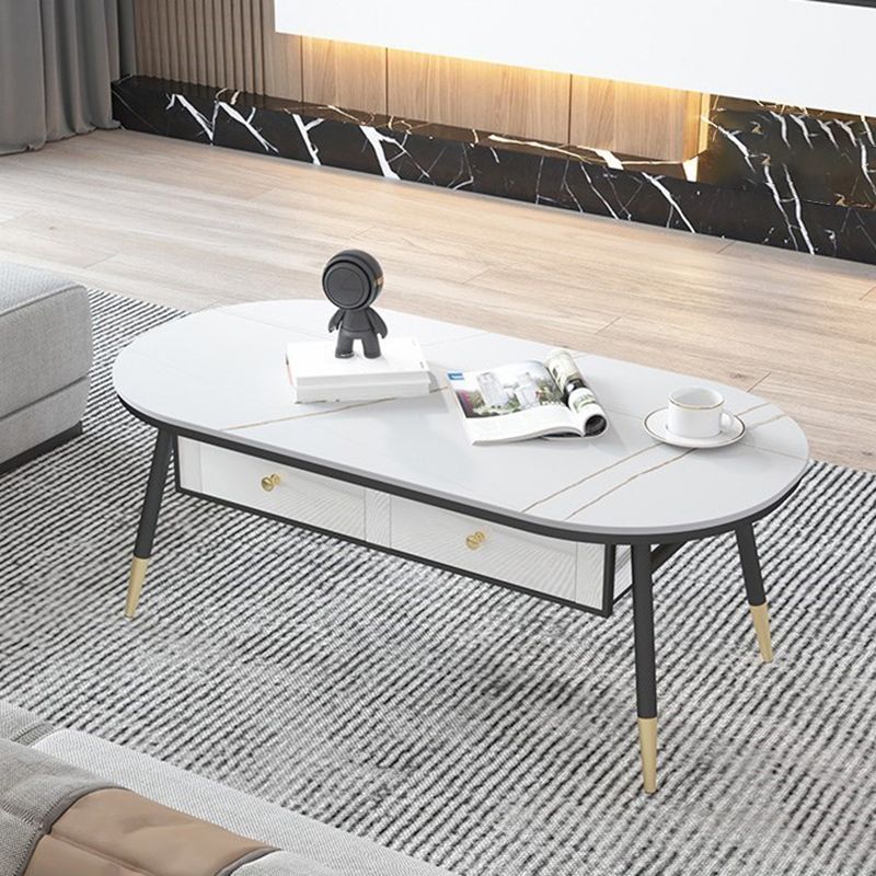 Stile glam con 2 cassetti tavolino in metallo in metallo in metallo nero in top nero/nero