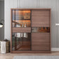 2 Glass Sliding Doors Wardrobe Modern Wood Wardrobe with Drawer