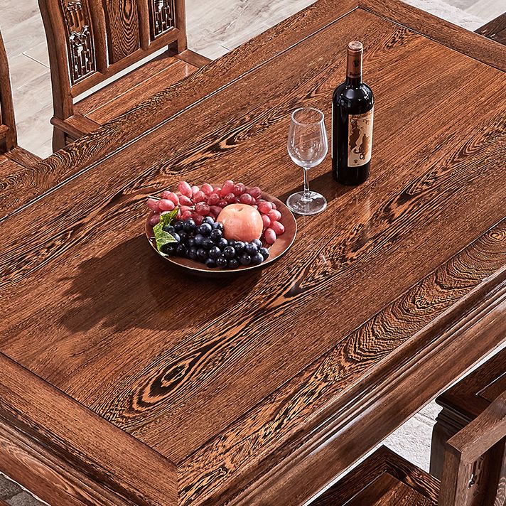 Traditional Style Solid Wood Dining Set with Fixed Rectangle Shape Table and 4 Legs Base Clearhalo 'Dining Room Sets' 'Dining Tables & Seating' 'dining_room_set' 'furn' 'furn_dining_room_set' 'Furniture' 'furniture_dining_room_set' 'Kitchen & Dining Furniture' 'kitchen&dining_furn' 'kitchen' 1200x1200_b765b1fe-51f3-43cb-a75f-c5ac0c1c4a79