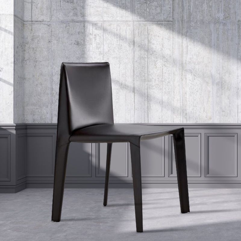 Designer Style Leather Side Chair Matte Finish Solid Back Dining Chair (Set of 2) Clearhalo ' kitchen&dining_furn' 'Dining Chairs' 'Dining Tables & Seating' 'dining_chair' 'furn' 'furn_dining_chair' 'Furniture' 'furniture_dining_chair' 'Kitchen & Dining Furniture' 'kitchen' 1200x1200_b76788a1-afdd-4f37-816c-e723d240f09e