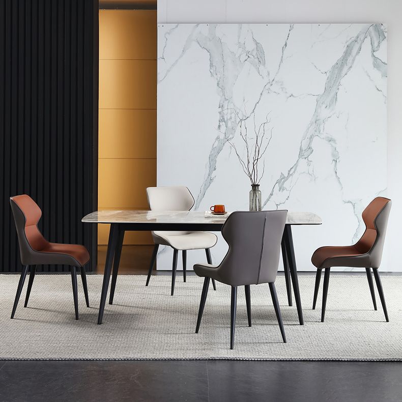 Industrial Dining Chair Wingback Side Chair with Black Metal Legs for Home Use Clearhalo ' kitchen&dining_furn' 'Dining Chairs' 'Dining Tables & Seating' 'dining_chair' 'Furniture' 'furniture_dining_chair' 'Kitchen & Dining Furniture' 'kitchen' 1200x1200_b768dac3-7ece-46f8-9c04-4b0df5e21a3c