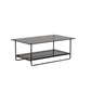 Table basse en verre rectangulaire moderne 17,7" Table de cocktail à base de traîneau en métal de H