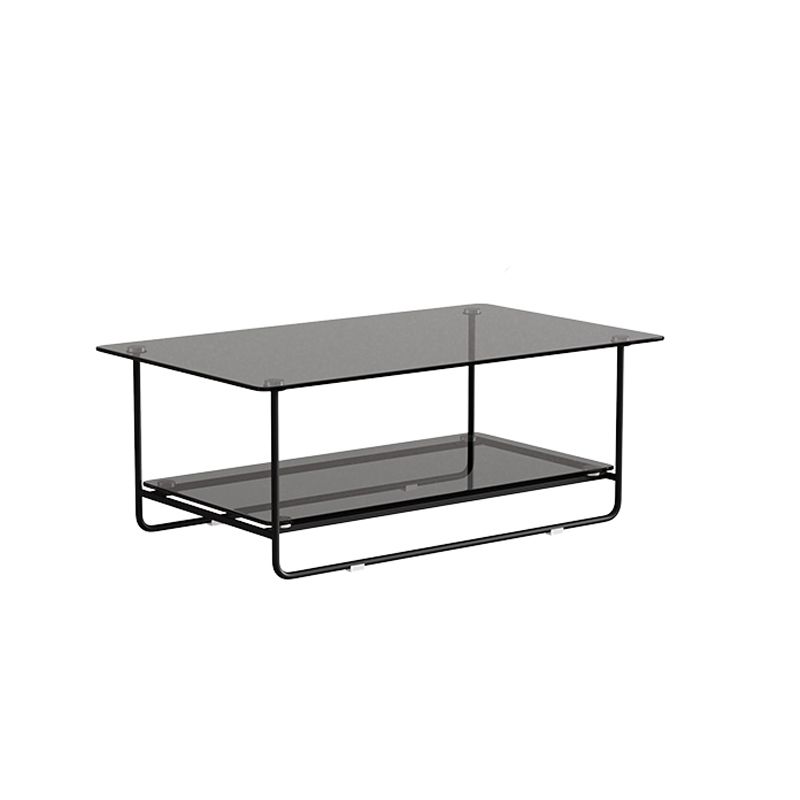 Table basse en verre rectangulaire moderne 17,7" Table de cocktail à base de traîneau en métal de H