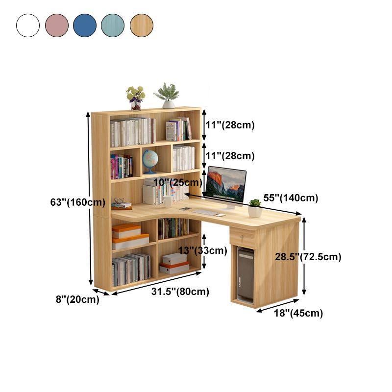 Modern Manufactured Wood Desk Corner Writing Desk with 1 Drawer and Bookshelf Clearhalo 'furn' 'furn_office_desk' 'Furniture' 'furniture_office_desk' 'Office Desks' 'Office Furniture' 'office_desk' 1200x1200_b769bfa5-8ba3-4cb2-b43d-e682c9d8a661