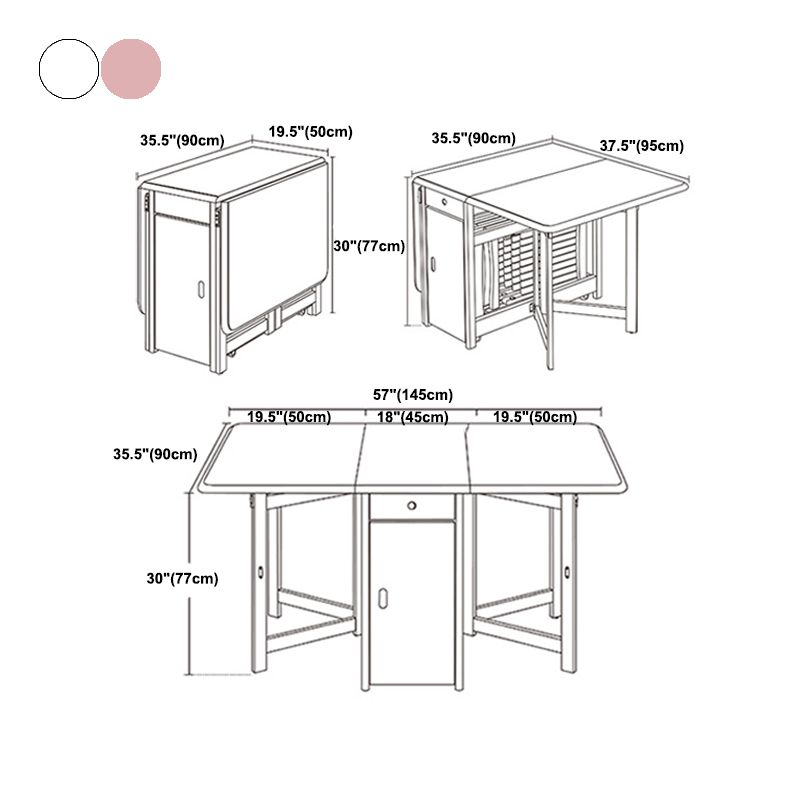 Mesa de madera maciza de madera de goma Mesa de comedor plegable de mediados del siglo para el hogar (solo mesa)