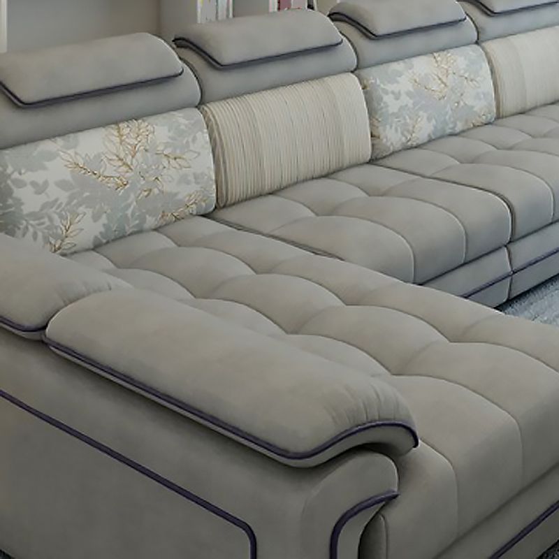 Grey Traditional Sectional Washable Pillow Top Arm Sectional for Living Room