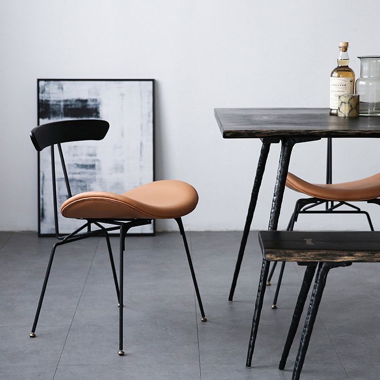 Industrial Black Opening Back Dining Side Chair Kitchen Metal Dining Side Chair Clearhalo ' kitchen&dining_furn' 'Dining Chairs' 'Dining Tables & Seating' 'dining_chair' 'furn' 'furn_dining_chair' 'Furniture' 'furniture_dining_chair' 'Kitchen & Dining Furniture' 'kitchen' 1200x1200_b76ae4b3-032b-4ced-86df-a9c35fcfb6ce