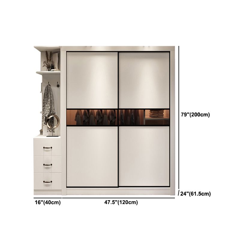 白いエンジニアリングされた木製のワードローブクローゼットベッドルーム用の現代的なワードローブ