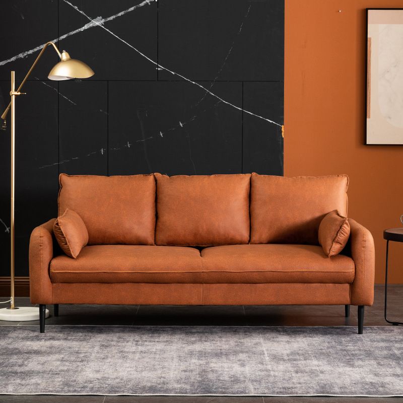 Faux Leather Cushions Sofa 3-Seat Contemporary 30.7" High Sofa Clearhalo 'furn' 'furn_sofas' 'Furniture' 'furniture_sofas' 'kitchen' 'kitchen_sofas' 'Living Room Furniture' 'Sofa' 'sofas' 1200x1200_b76c3dba-a4f0-43b3-9fa9-329f6adc3c56
