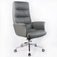 Silla de altura de los gerentes de espalda de espalda silla de oficina de cuero en gris con ruedas