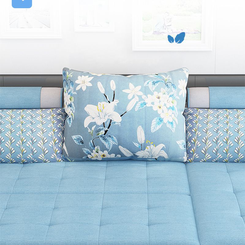 Contemporary Linen L-Shape Sloped Arms Furniture Sectionals for 3 People