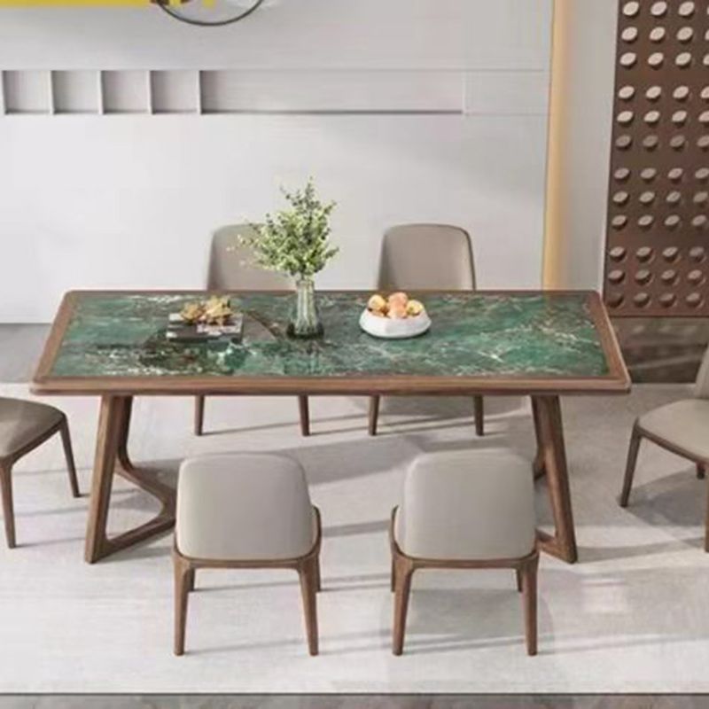 Set da tavolo da pranzo moderno rettangolare 1/4/7 PC Dinette con cornice in legno massiccio