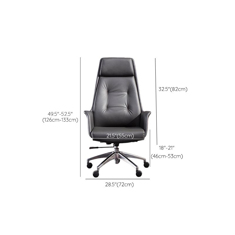 Padded Arms Contemporary Managers Chair Gray Leather Swivel Chair Clearhalo 'furn' 'furn_office_chair' 'Furniture' 'Office Chairs' 'Office Furniture' 'office_chair' 1200x1200_b76e751b-739b-4366-81e4-4f0266c1a981