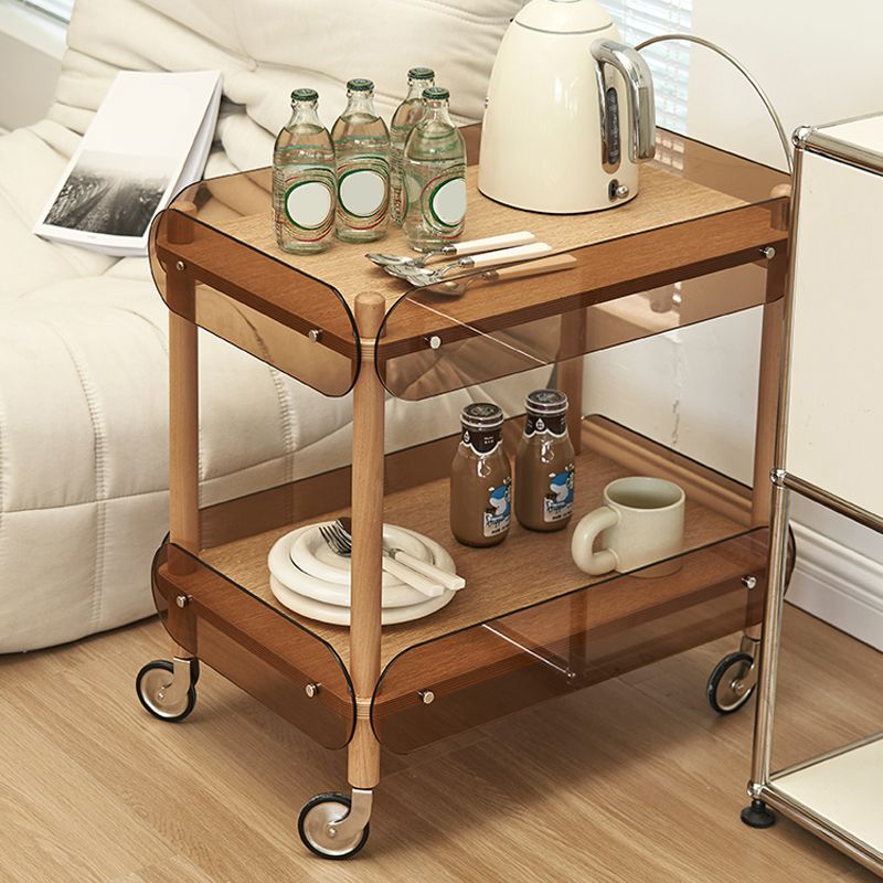Wooden Side Table Tray Top Side End Table with Wheels in Brone Clearhalo 'Coffee & Accent Tables' 'End & Side Tables' 'end_side_tables' 'furn' 'furn_end_side_tables' 'Furniture' 'Living Room Furniture' 1200x1200_b76e9da1-c63d-4749-9b7c-612ddf6eb101