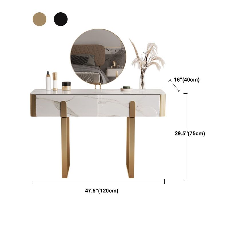 Glam Slate Top Vanity Table 2-Drawer Vanity Dressing Table Set Clearhalo 'Bedroom Furniture' 'furn' 'furn_makeup_vanities' 'Furniture' 'Makeup Vanities' 'makeup_vanities' 1200x1200_b76f00b9-1ca0-4e4e-b8d6-ba154ad5eb4b