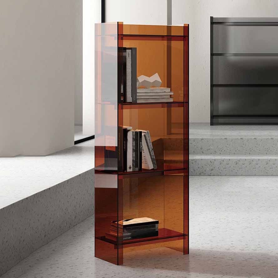 10"W Bookshelf Acrylic Glam Style Closed Back Bookcase for Office and Study Room Clearhalo 'Bookcases' 'furn' 'furn_bookcases' 'Furniture' 'furniture_bookcases' 'kitchen' 'kitchen_bookcases' 'Living Room Furniture' 'Office Furniture' 1200x1200_b76f36e7-f793-4966-875f-6c311526e7e9