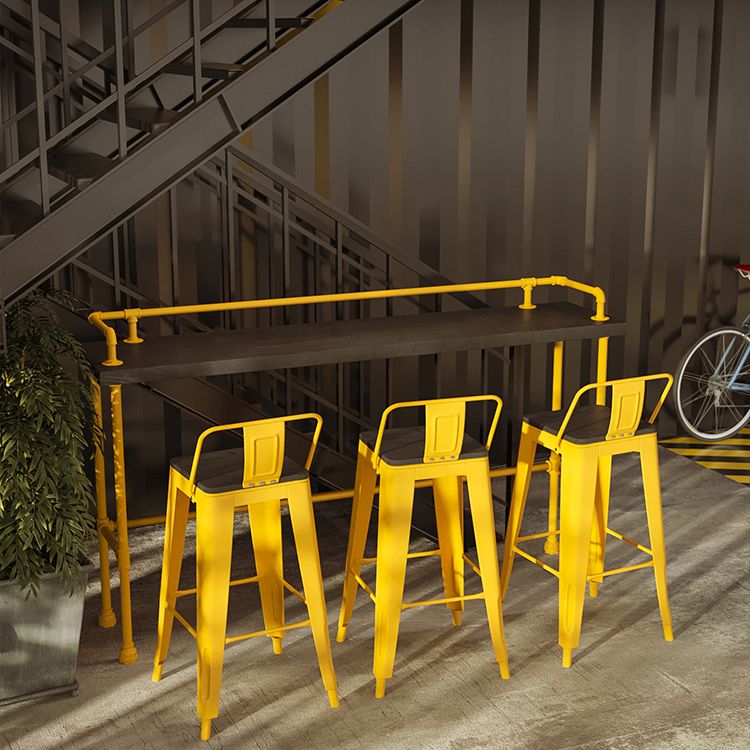 Industrial Wood Pub Table with Rectangle Table Top Yellow Trestle Table - 42" H Clearhalo 'Bar Furniture' 'Bar Tables' 'bar_tables' 'furn' 'furn_bar_tables' 'Furniture' 'furniture_bar_tables' 'Kitchen & Dining Furniture' 1200x1200_b774ac46-7743-4f3c-b579-c8afe814d83b